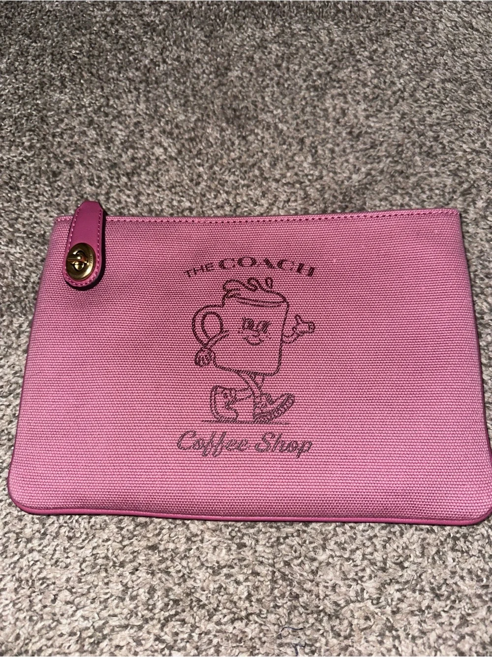 Coach Pink 'Coffee Shop' Tote with Matching Wristlet and Pouch